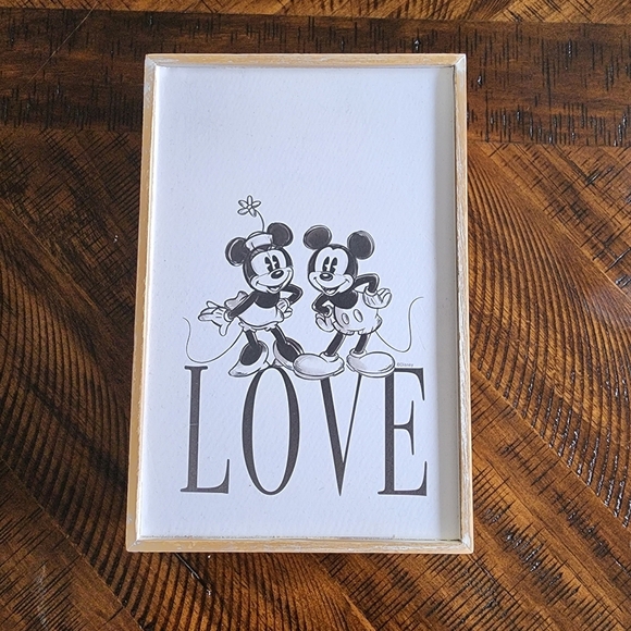 Disney Mickey & Minnie LOVE Wall Art Hobby Lobby 6"x9" Black White - Picture 1 of 5